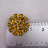 Sarah Coventry Gold Tone Womens Brooch Amber Rhinestones Floral Vintage