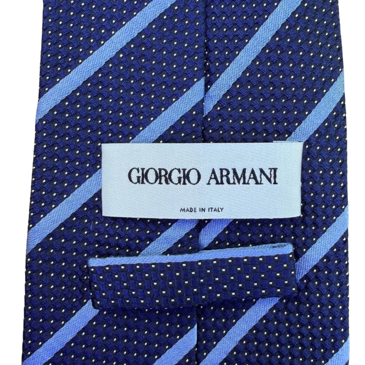 Armani Mens Blue 100% Silk Patterned Striped Tie Made In Italy
