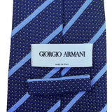 Armani Mens Blue 100% Silk Patterned Striped Tie Made In Italy