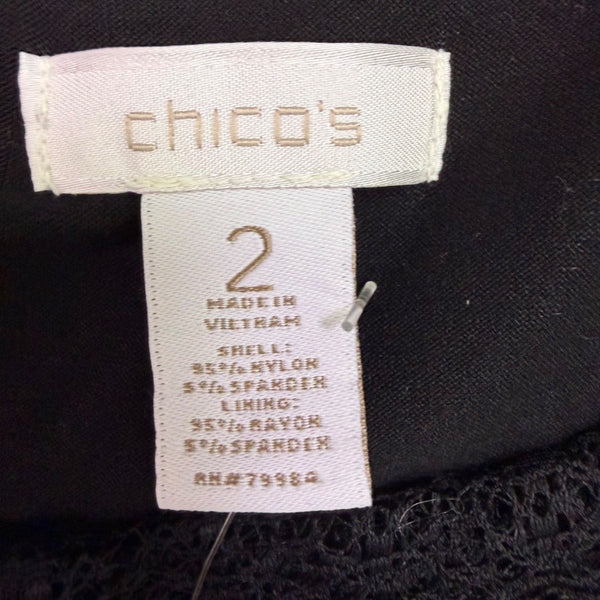 Chicos Womens Black Lace Dress Lined Elegant 3/4 Sleeve Size 2