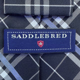 Saddlebred Mens Navy & Blue Plaid Silk Blend Necktie Classic Pattern Formal Wear