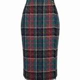 Talbots Womens Red & Green Plaid Wool Midi Skirt Button Accent Size 8 Petite