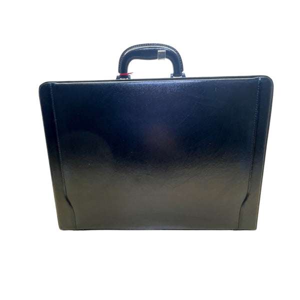 Solid Brass Black Genuine Bonded Leather Password Lock Executive Briefcase