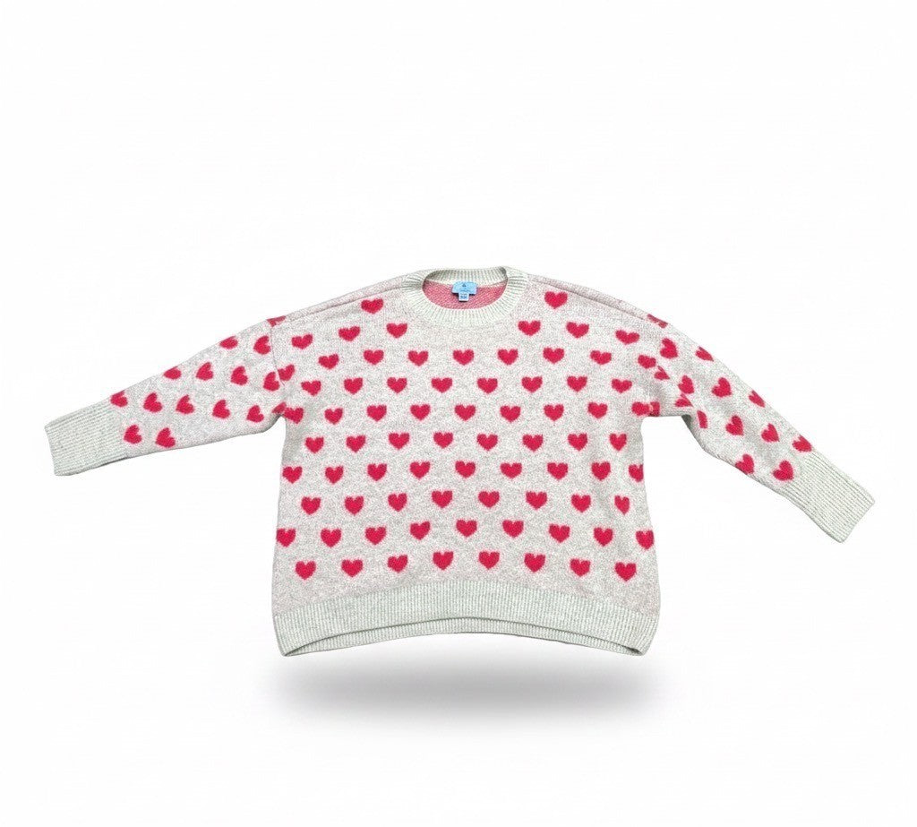 Cece Womens White & Pink Heart Pattern Pullover Sweater Size L