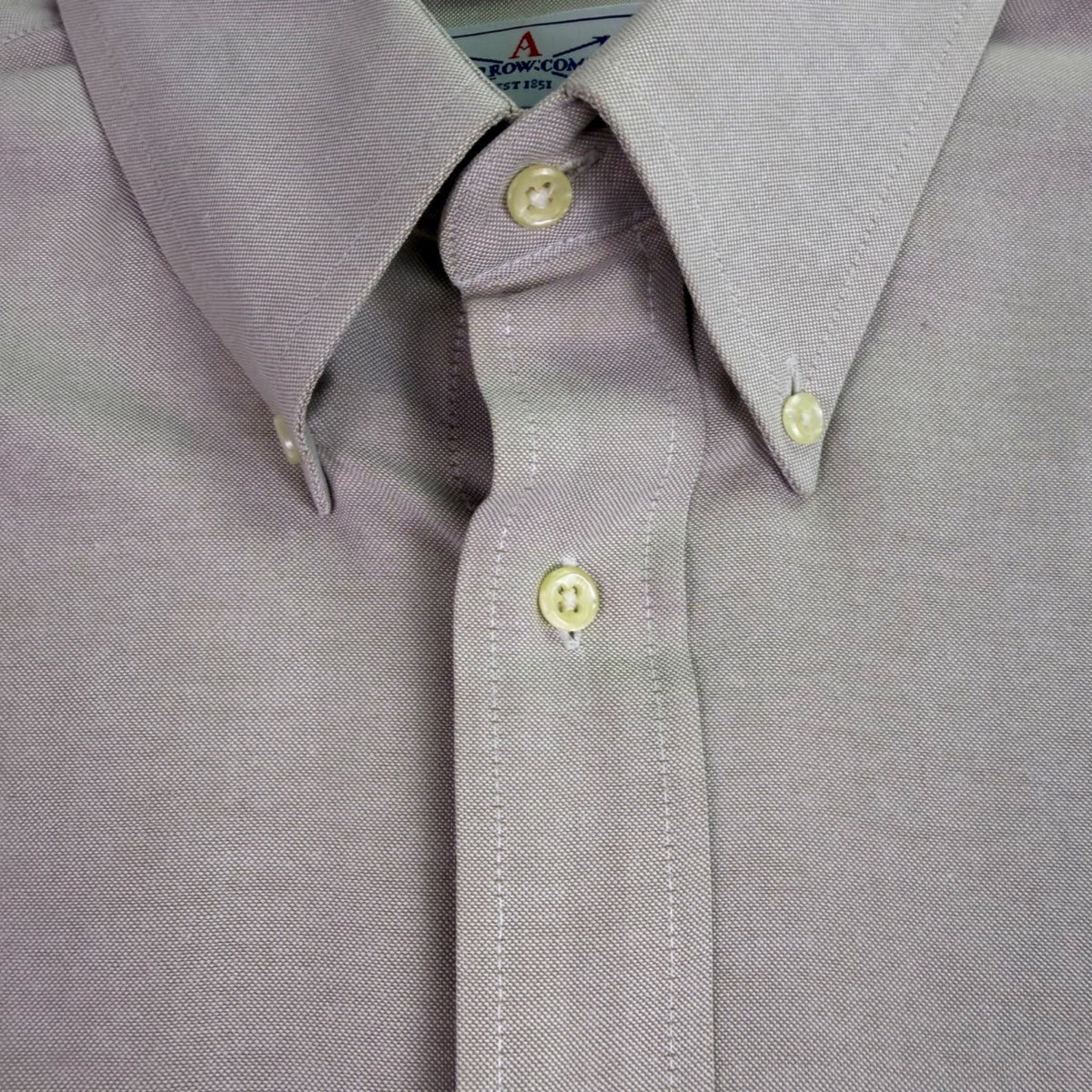 The Arrow Company Mens Beige Button-Up Shirt Slim Fit 15 1/2 34/35