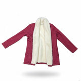 L.L.Bean Womens Burgundy Cotton Blend Sherpa-Lined Cardigan Jacket Size L