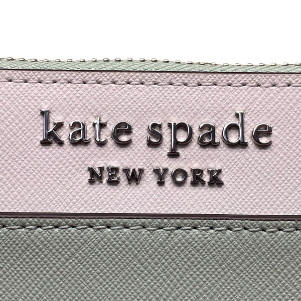 Kate Spade Women’s Light Green & White Leather Zip Around Wallet