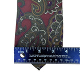 Christian D Mens Burgundy Green Paisley Silk Tie Fabric Woven Italy Made USA