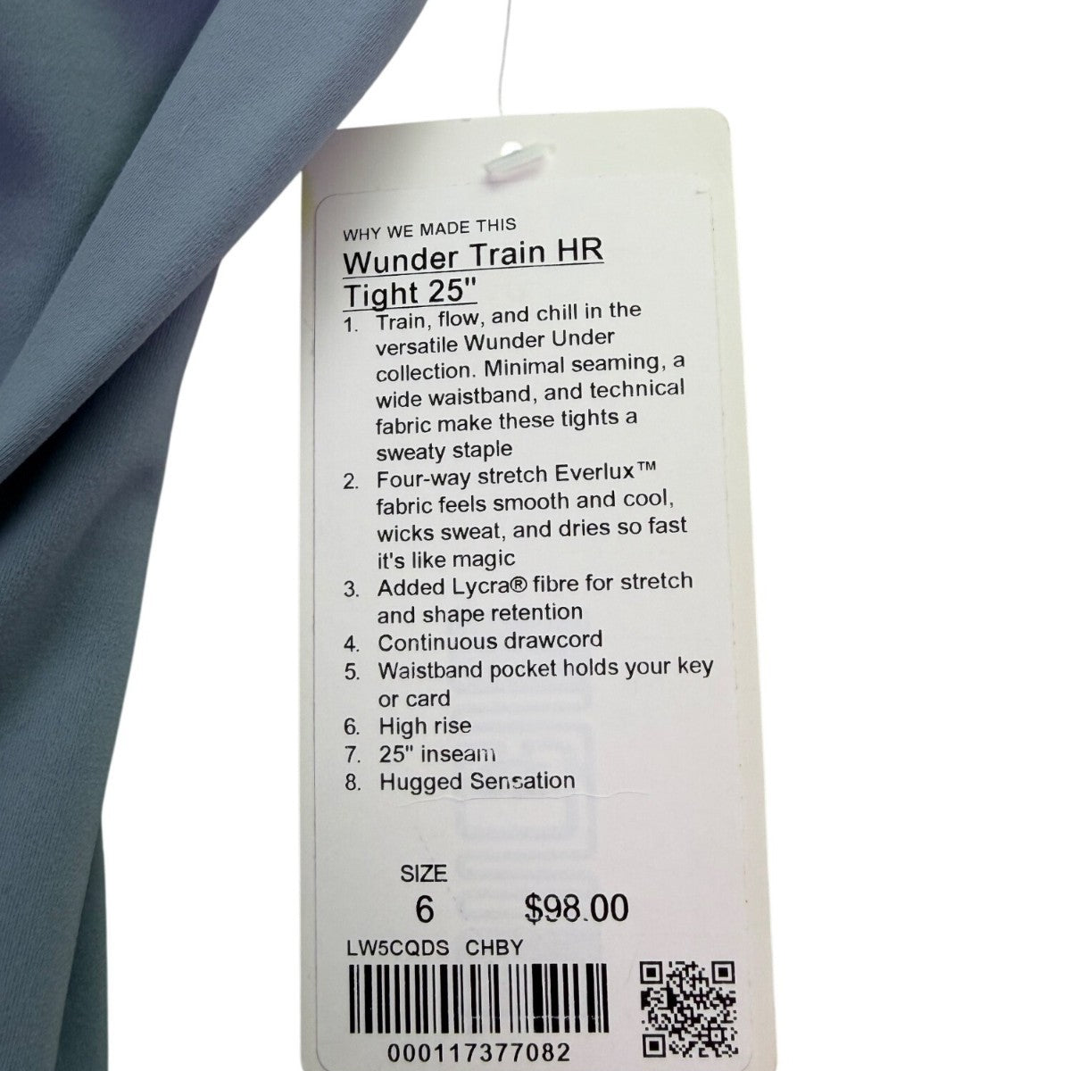 Lululemon Womens Blue Wunder Train HR Tight 25" Leggings High-Rise Stretch Sz 6