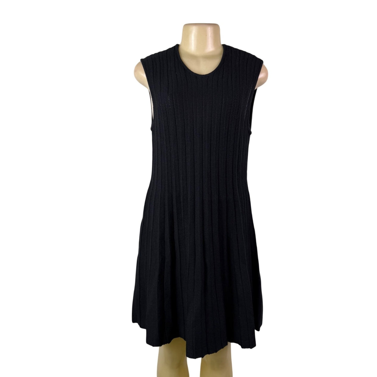 Pomander Place Womens Black Ribbed Knit Sleeveless Dress Sz L - New
