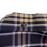 Faconnable Mens Navy & Beige Plaid Button-Up Shirt Casual Fit Size XL