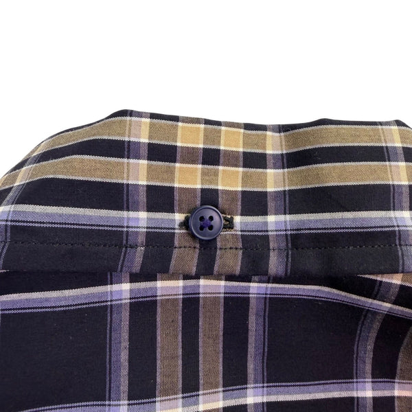 Faconnable Mens Navy & Beige Plaid Button-Up Shirt Casual Fit Size XL