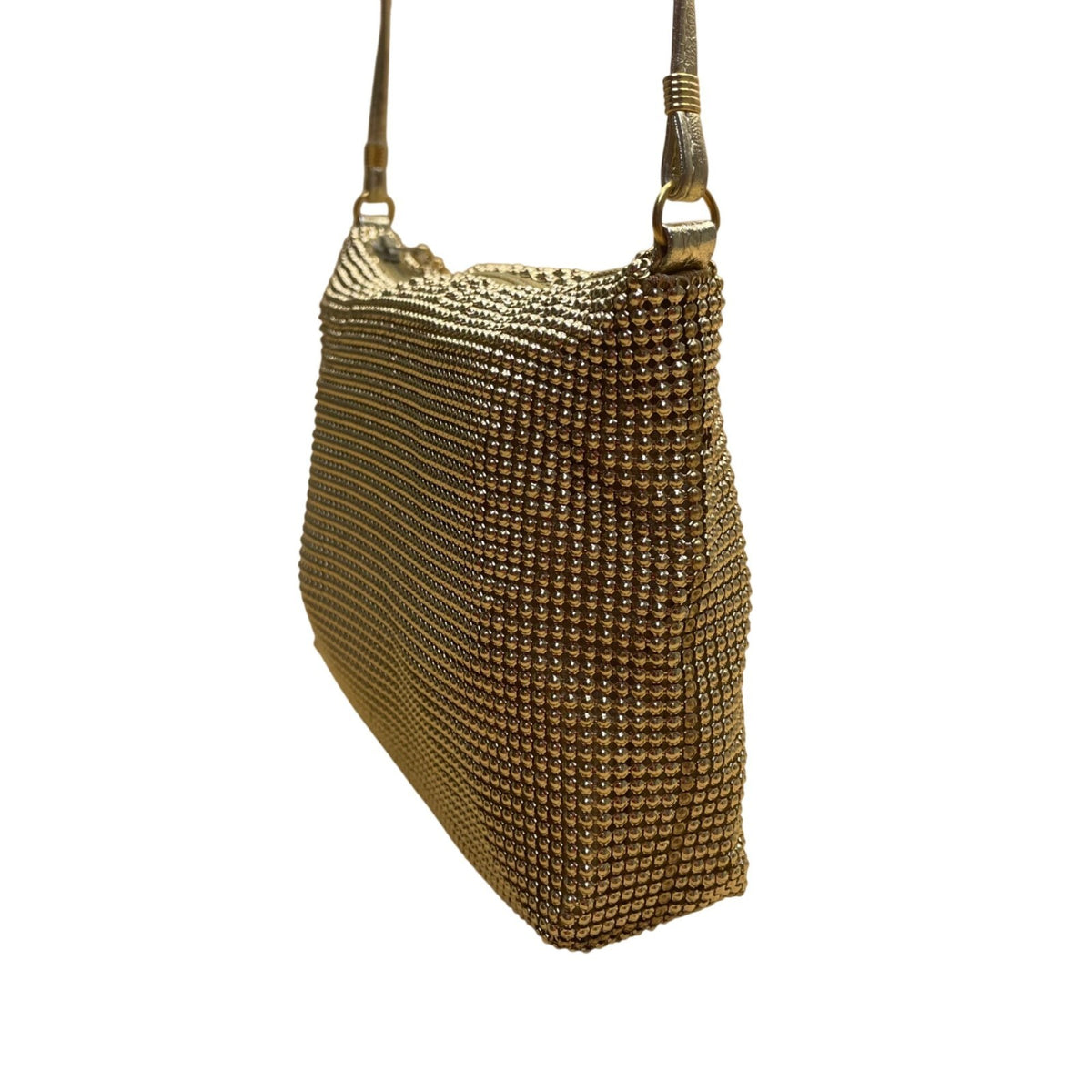 Whiting & Davis Women’s Gold Mesh With Adjustable Strap Crossbody Evening Bag