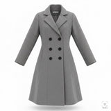 Aptro Womens Gray Wool Blend Double-Breasted Winter Coat Size S