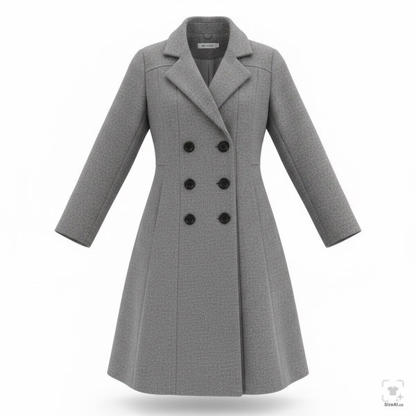 Aptro Womens Gray Wool Blend Double-Breasted Winter Coat Size S