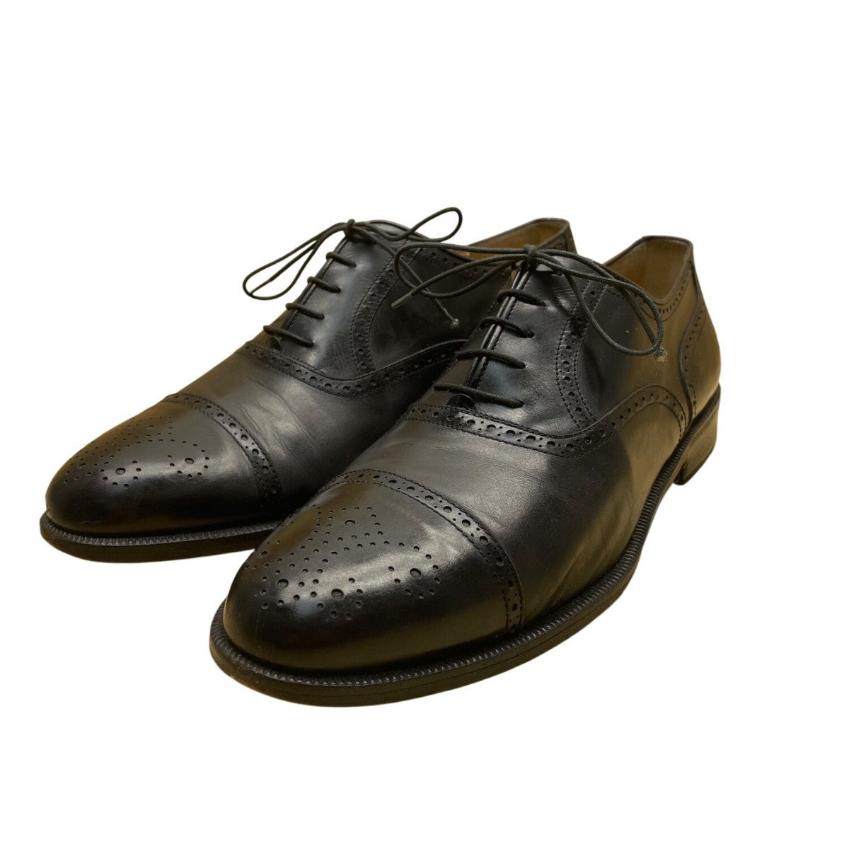 Salvatore Ferragamo Men’s Black Leather Brogue Oxford Dress Shoes Size 10.5