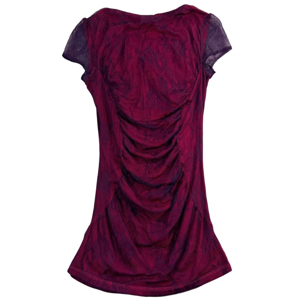 Custo Barcelona Womens Red & Purple Mesh Lace Fitted Ruched Dress Size 4