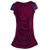 Custo Barcelona Womens Red & Purple Mesh Lace Fitted Ruched Dress Size 4