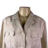 Chicos Womens Beige Linen Button-Up Jacket Two Pockets Casual Size 2