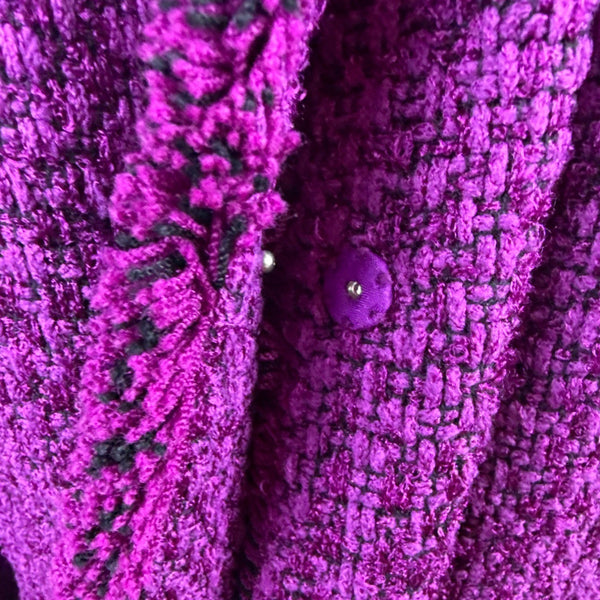 Dana Buchman Womens Purple Boucle Skirt Suit Set Size 10/12