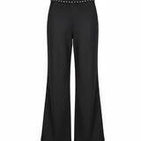 Dear John Womens Black Wide-Leg Pants With Studded Waistband Size 27