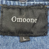 Omoone Women’s Blue Denim Jacket Distressed Pockets Button Closure Sz L