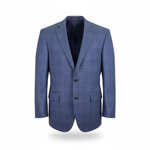 Jos. A. Bank Mens Blue Wool Plaid Suit Jacket Reserve Collection Size 43R