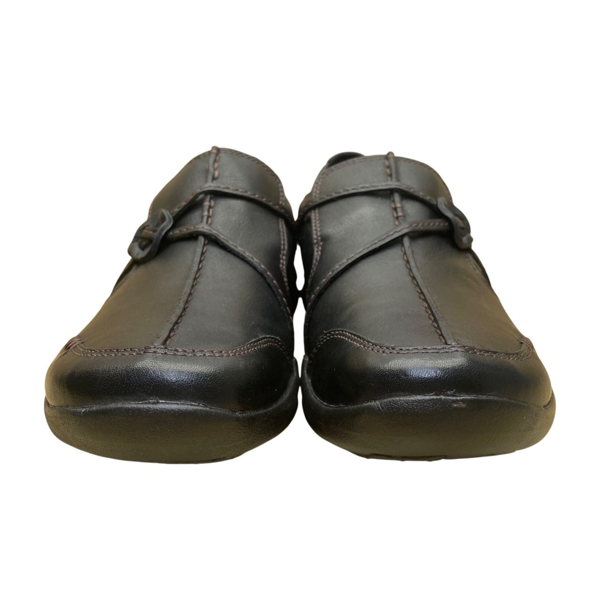 Clarks Women’s Black Leather Casual Slip-On Comfort Shoes Size 7M