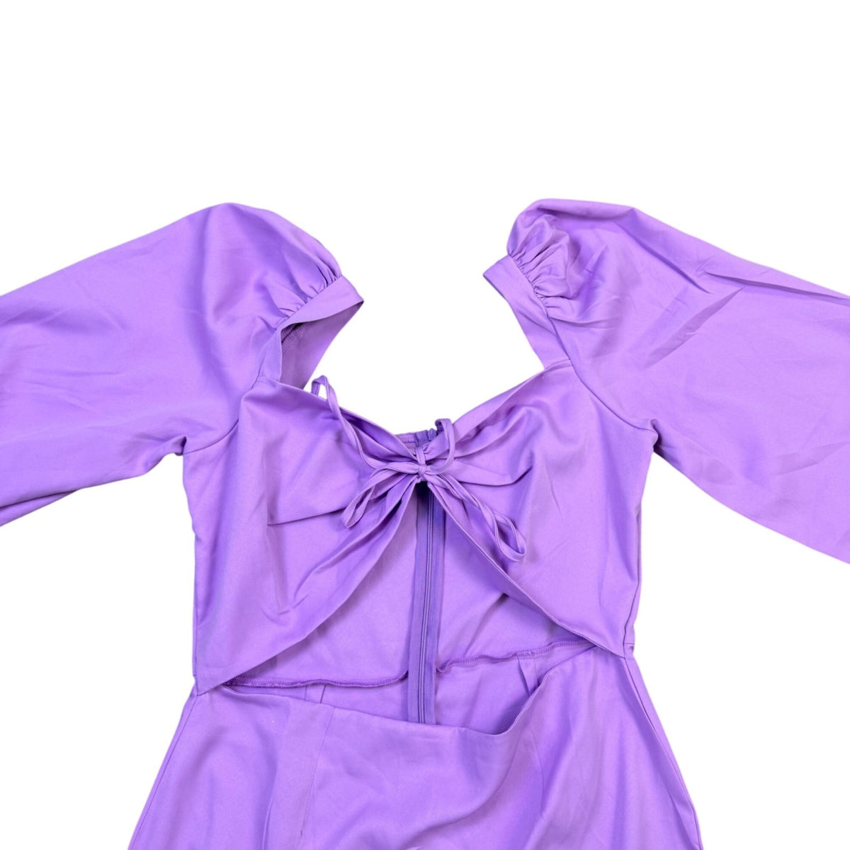 I Saw It First Womens Purple Dress Balloon Sleeves Tie-Front Size UK14 US10