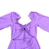 I Saw It First Womens Purple Dress Balloon Sleeves Tie-Front Size UK14 US10