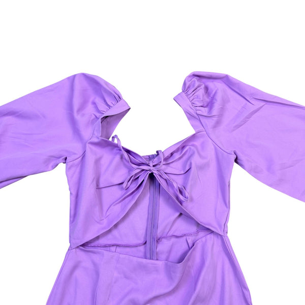 I Saw It First Womens Purple Dress Balloon Sleeves Tie-Front Size UK14 US10