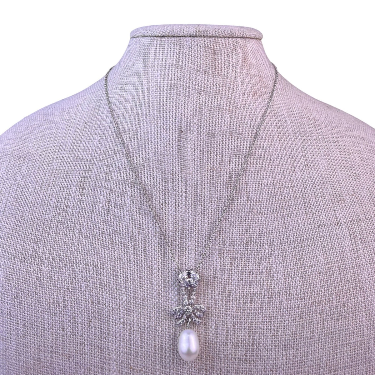 GPK Womens Silver Tone Pearl Crystal Pendant Necklace