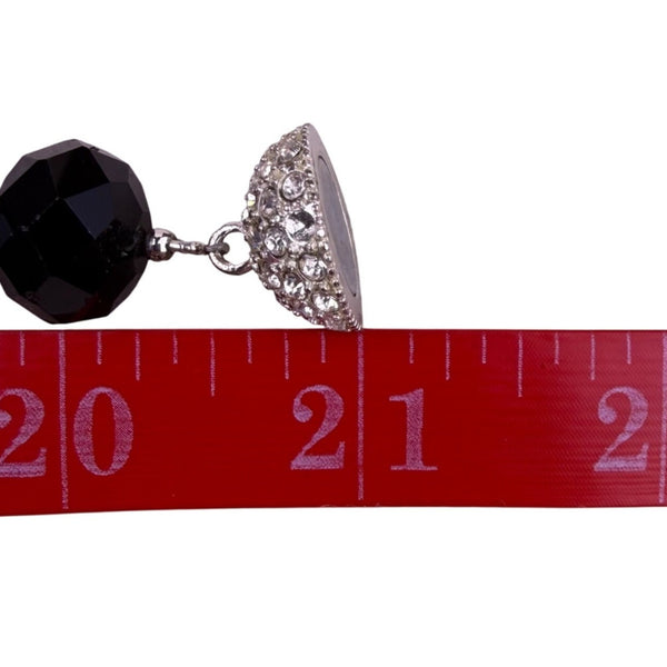 Faceted Glass Bead Necklace Black Magnetic Clasp Handmade Artificial Pearls 