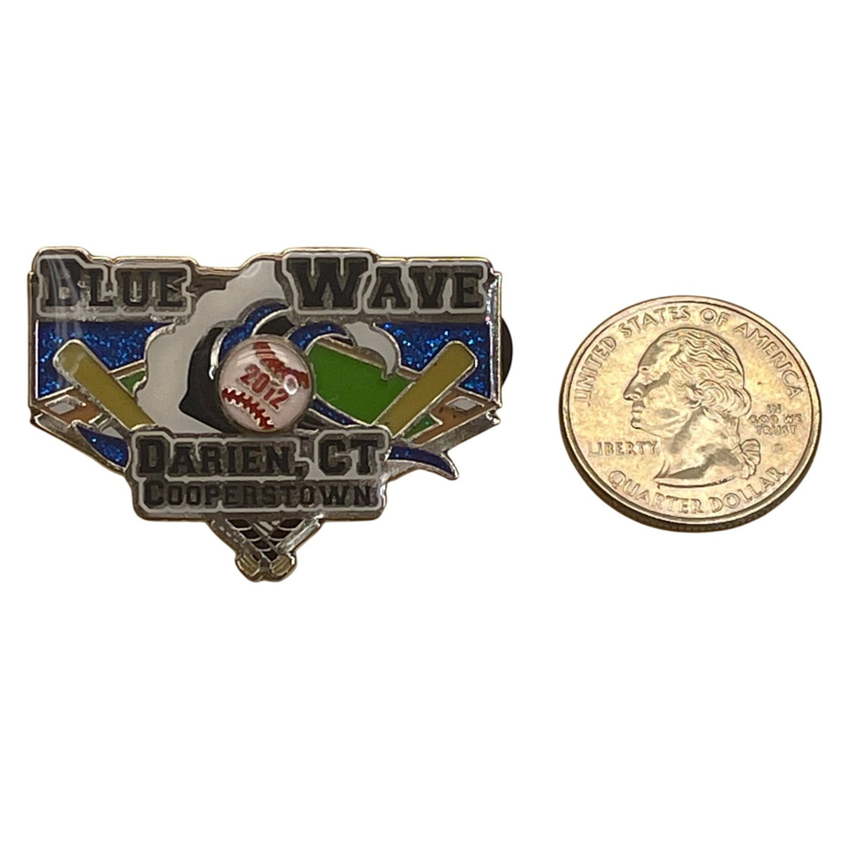 Blue Wave Darien CT Cooperstown 2022 Enamel Baseball Pin Double pin clutches