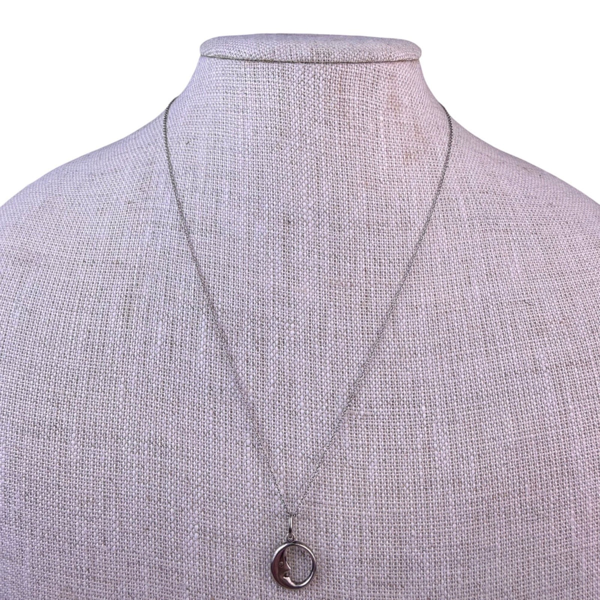 Sterling Silver Womens Moon Pendant Necklace Italian 925 Chain Minimalist Design