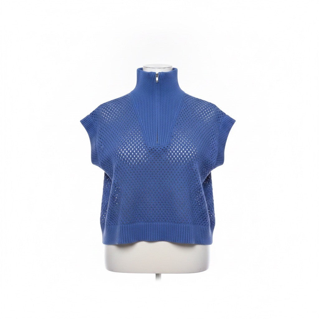 Vici Womens Royal Blue High Neck Sleeveless Textured Knit Sweater Vest Sz M