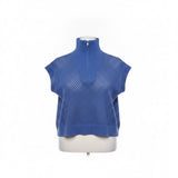 Vici Womens Royal Blue High Neck Sleeveless Textured Knit Sweater Vest Sz M