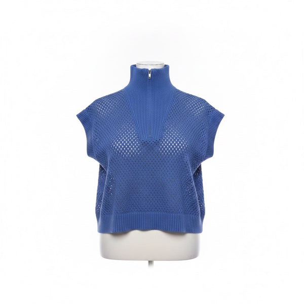 Vici Womens Royal Blue High Neck Sleeveless Textured Knit Sweater Vest Sz M