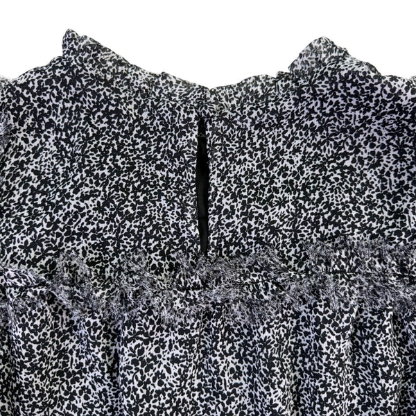 1. State Womens Black & White Ruffle Sleeve Floral Print Midi Dress Size S