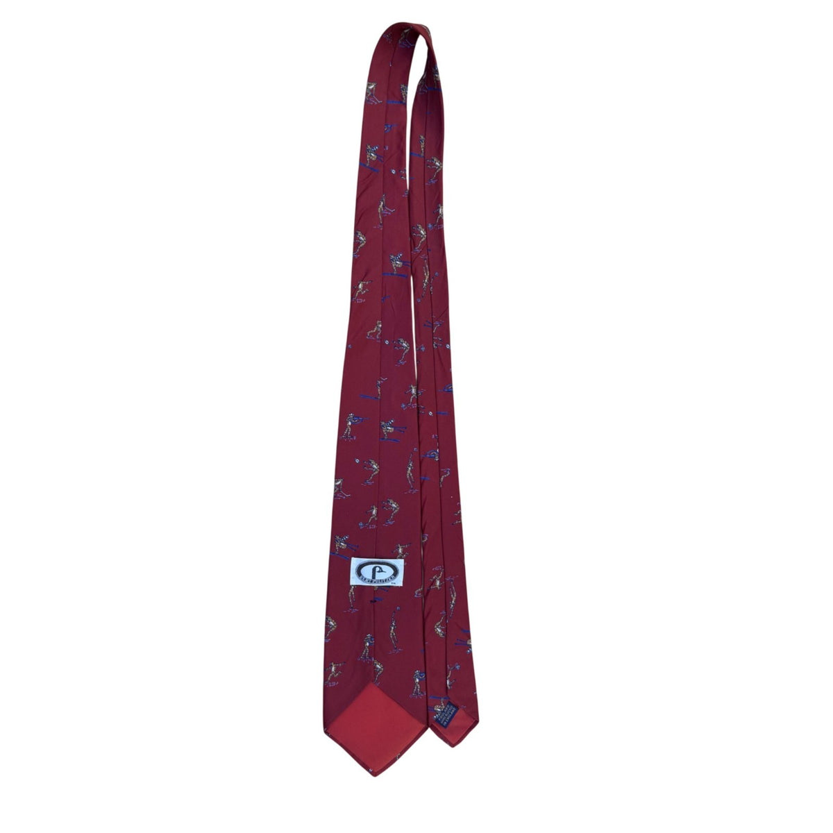 Bert Pulitzer Mens Red Silk Ski Sports Theme Neck Tie Hand Blocked England