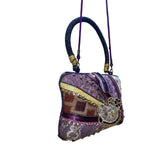 Bohemian Women’s Purple Patchwork Beaded Handbag With Embellished Details