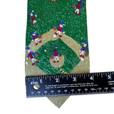 The Save The Children Mens Blue & Green Silk Baseball Print Tie Handmade Pattern