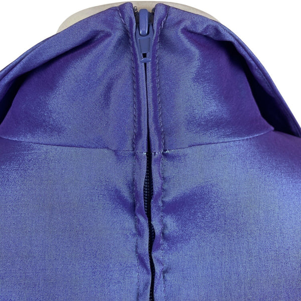 Tadashi Womens Purple Ruched Satin Long-Sleeve Blouse Top Zip Back Sz 10