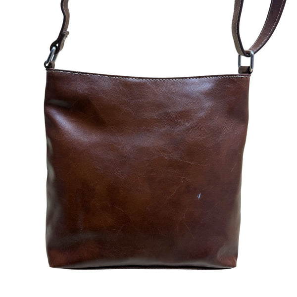 Nine West Women’s Brown Faux Leather Zip Closure Adjustable Strap Crossbody Bag