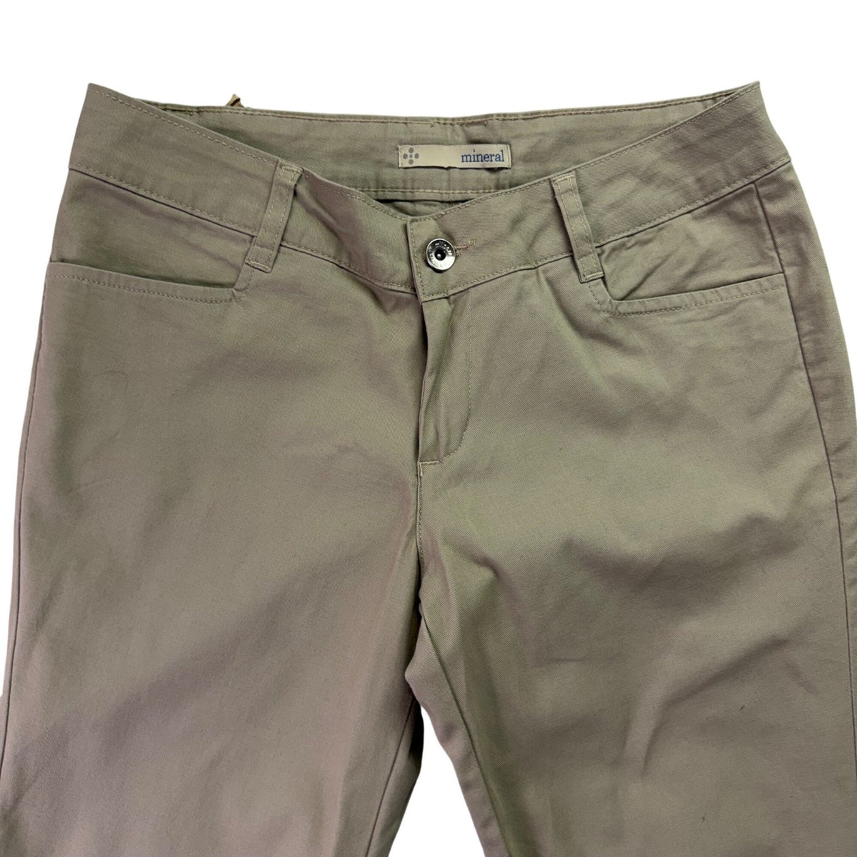 Mineral Women’s Olive Cotton & Elastane Straight-Leg Pants Size 28 - New
