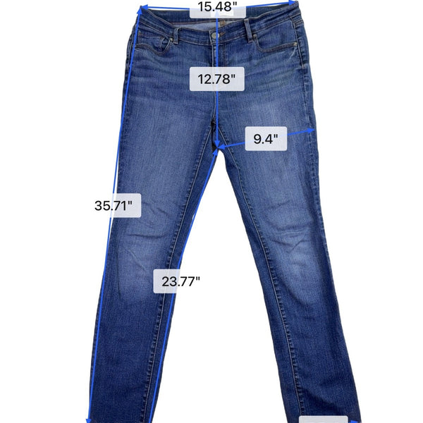 Ann Taylor Loft Womens Blue Denim Jeans Raw Hem Slim Straight Mid-Rise Size 30