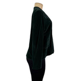 Galerias Preciados Womens Green Velvet Embroidered Open Front Blazer Sz 46