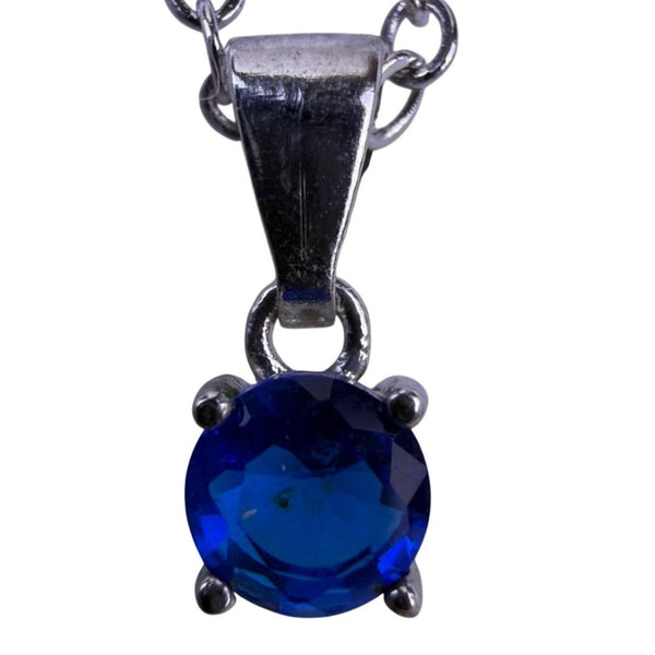 Effy Womens Silver Tone Blue Crystal Pendant Necklace Chain Box