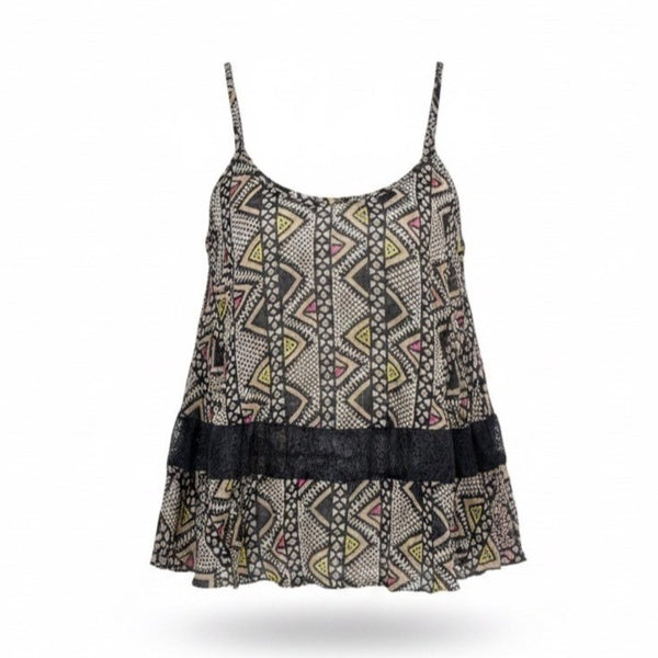 BCBG Generation Womens Beige Multi-Color Camisole With Lace Trim Size XXS