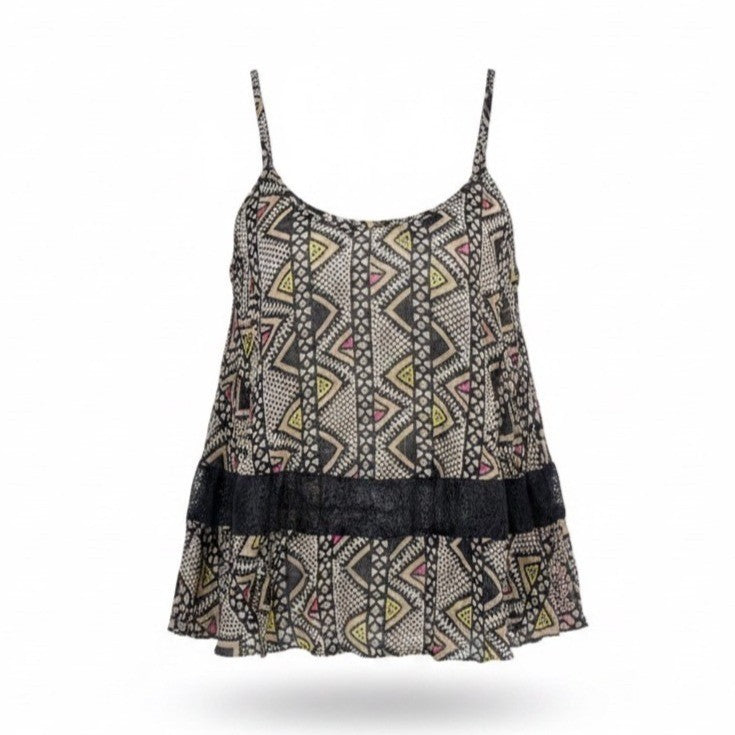 BCBG Generation Womens Beige Multi-Color Camisole With Lace Trim Size XXS